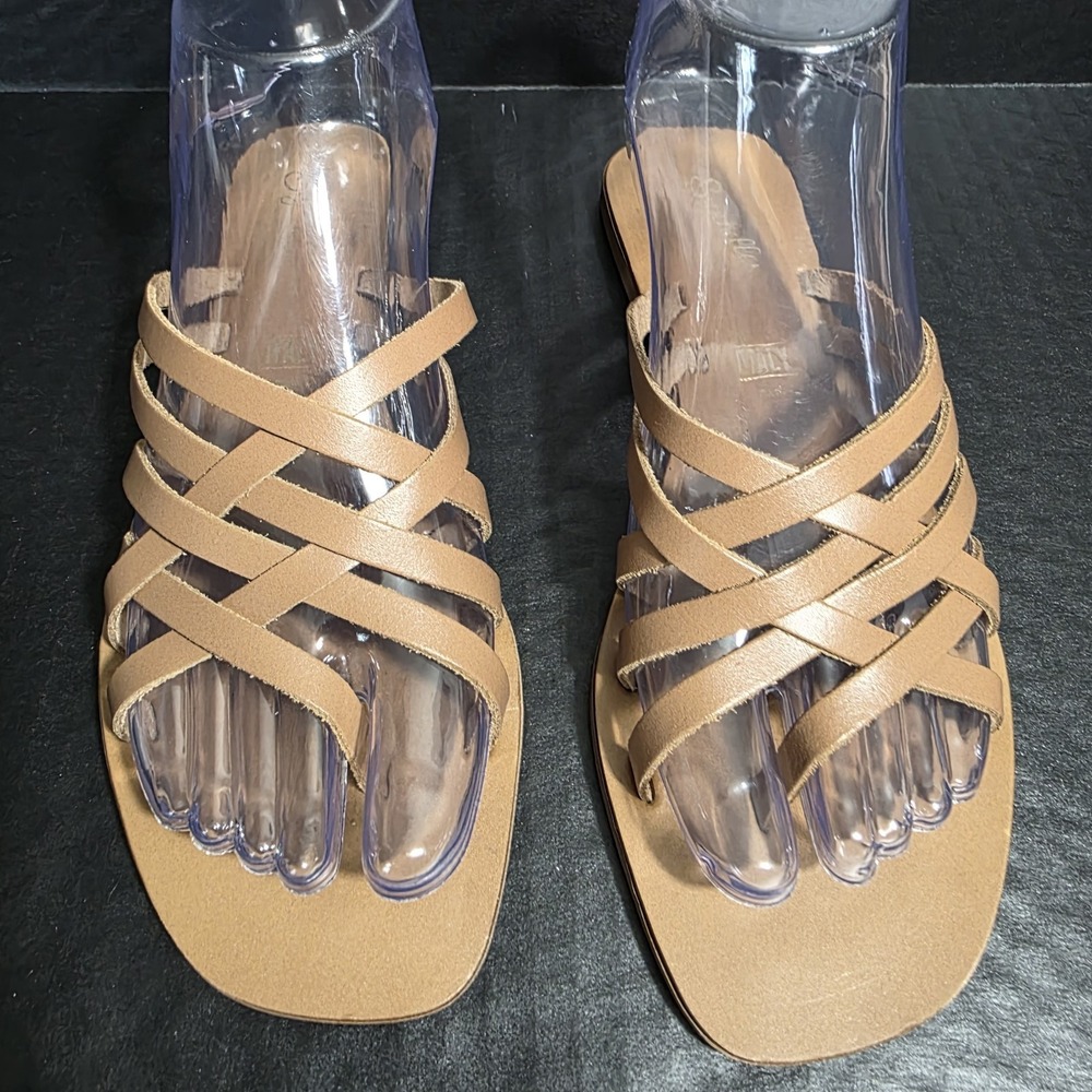 SEYCHELLES Strappy Brown Womens Size 6.5 Slip On‎ Sandals Flats Made In Italy